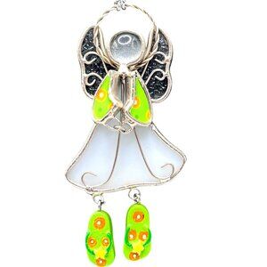 Ganz Stained Glass Angel W/ Sandals Ornament Sun Catcher Window Hanging